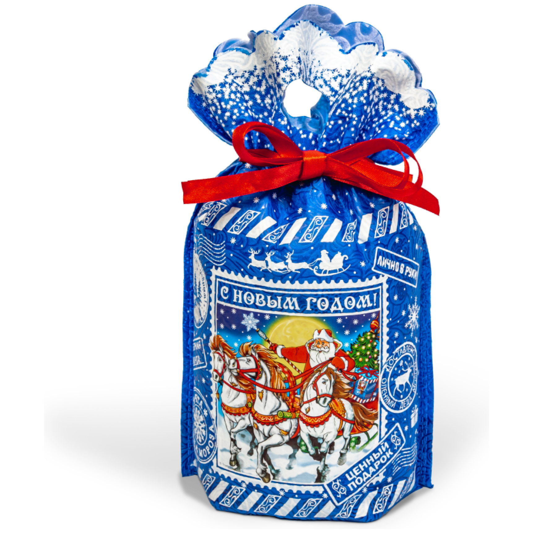 На санях синий