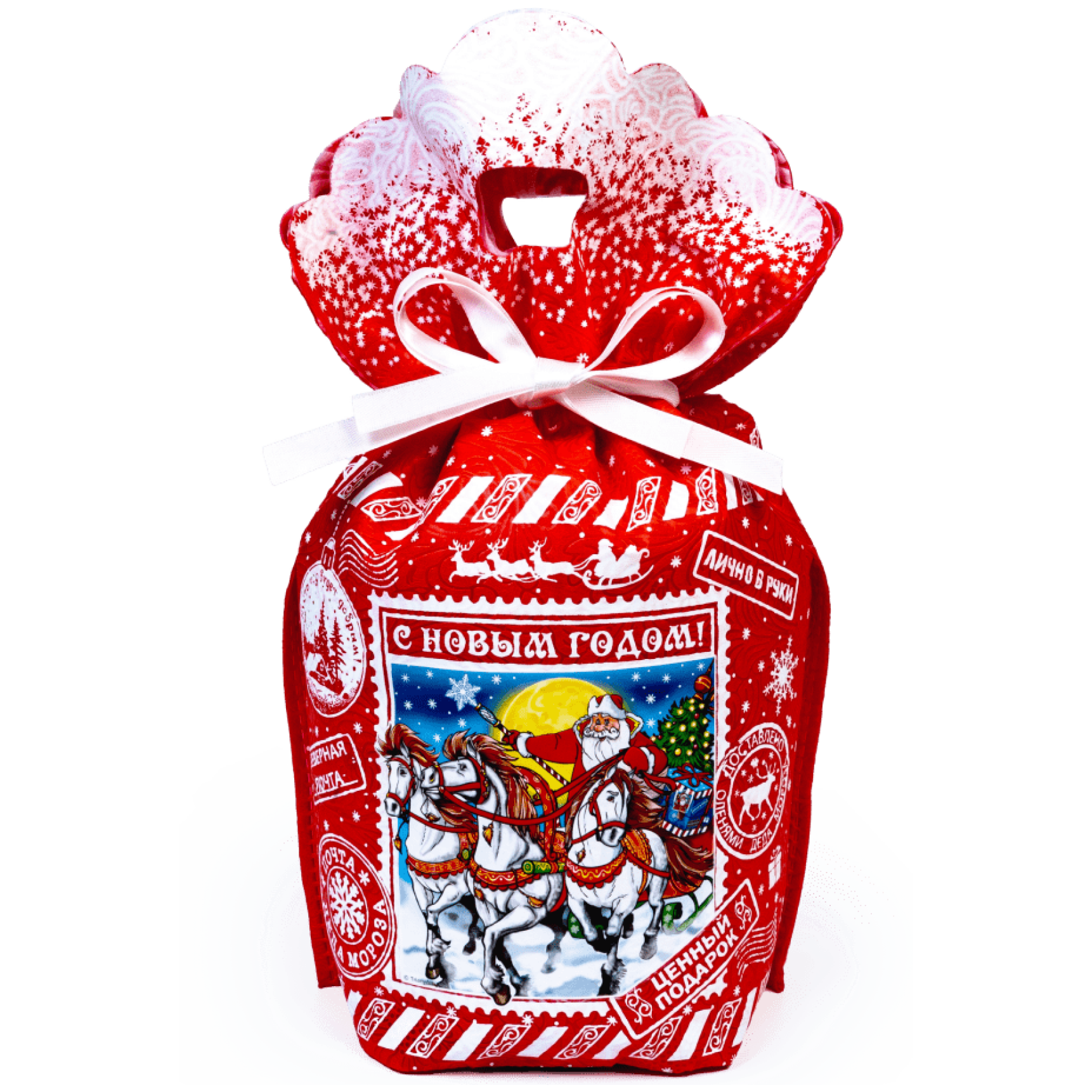 На санях красный большой